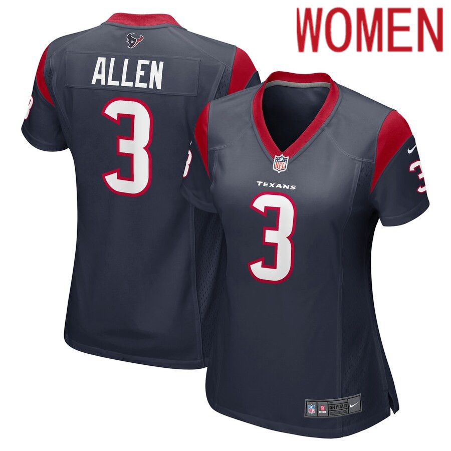 Women Houston Texans 3 Kyle Allen Nike Navy Game NFL Jersey